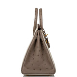 Hermes Birkin 25 Beton and Gris Asphalte Ostrich Brushed Gold Hardware