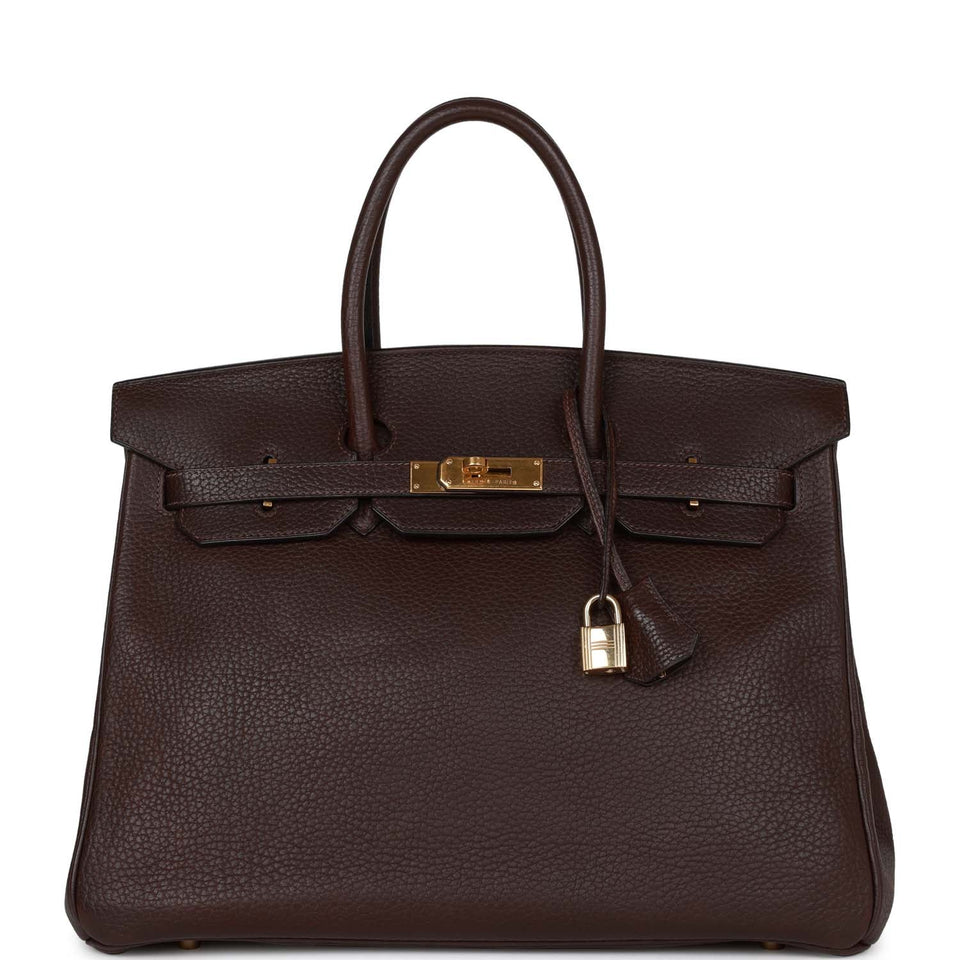 Hermes Birkin 35 Marron Fonce Fjord Gold Hardware
