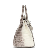 Hermes Birkin 25 Leather Gold Hardware Handbag Bag for Women (White/Grey)