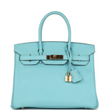Hermes Birkin 30 Bleu Atoll Epsom Gold Hardware