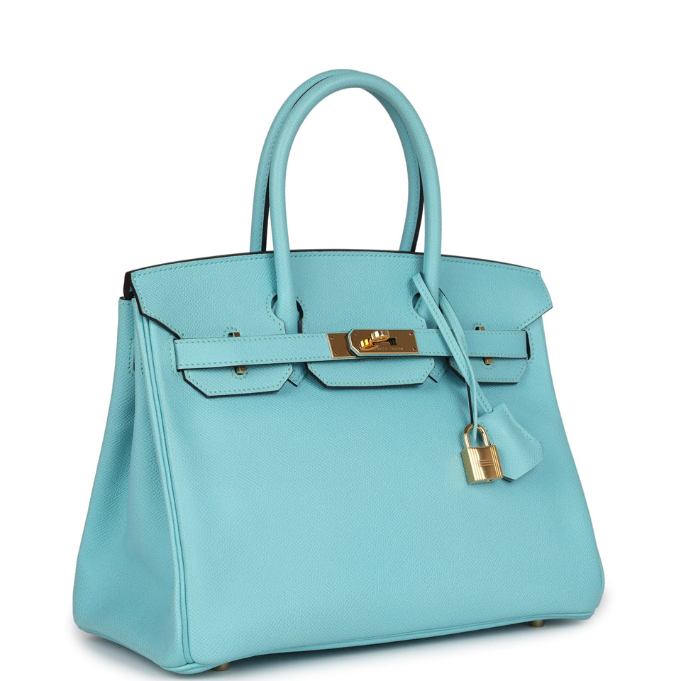 Hermes Birkin 30 Bleu Atoll Epsom Gold Hardware