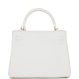 Hermes Kelly 28 Retourne White Clemence Gold Hardware