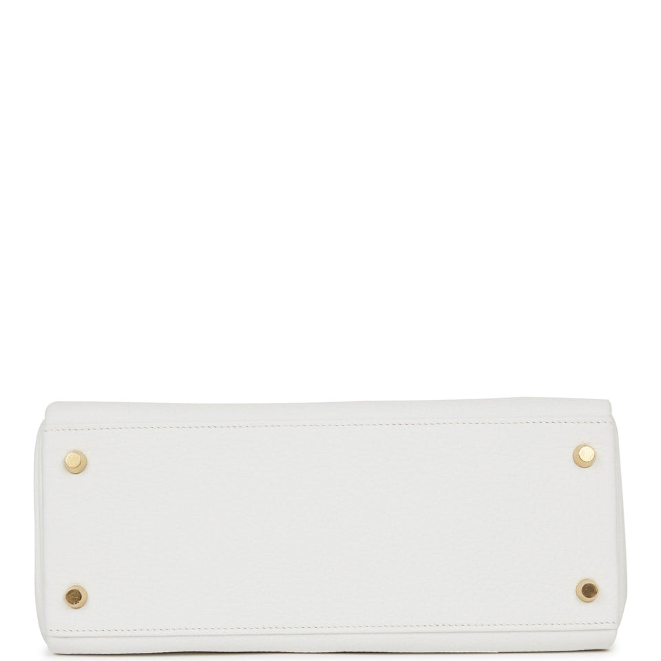Hermes Kelly 28 Retourne White Clemence Gold Hardware