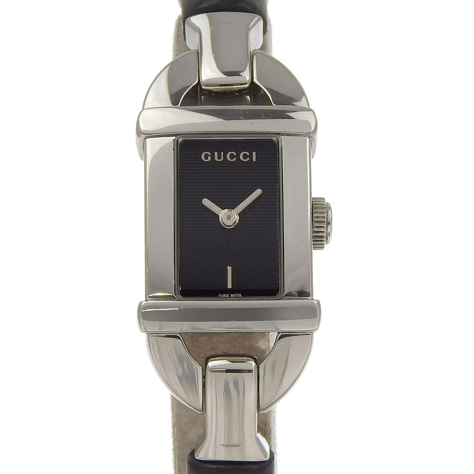 Gucci Watches Quartz 6800L Stainless Steel, Bamboo black Bangle black dial Women