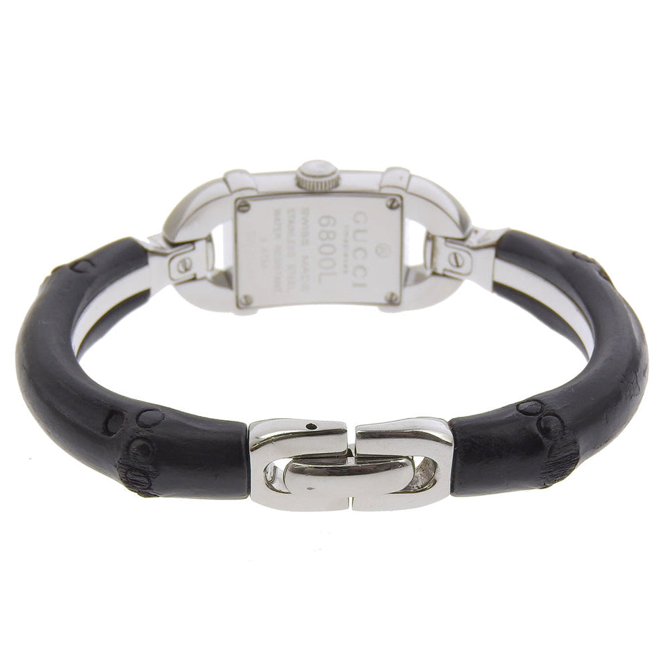 Gucci Watches Quartz 6800L Stainless Steel, Bamboo black Bangle black dial Women