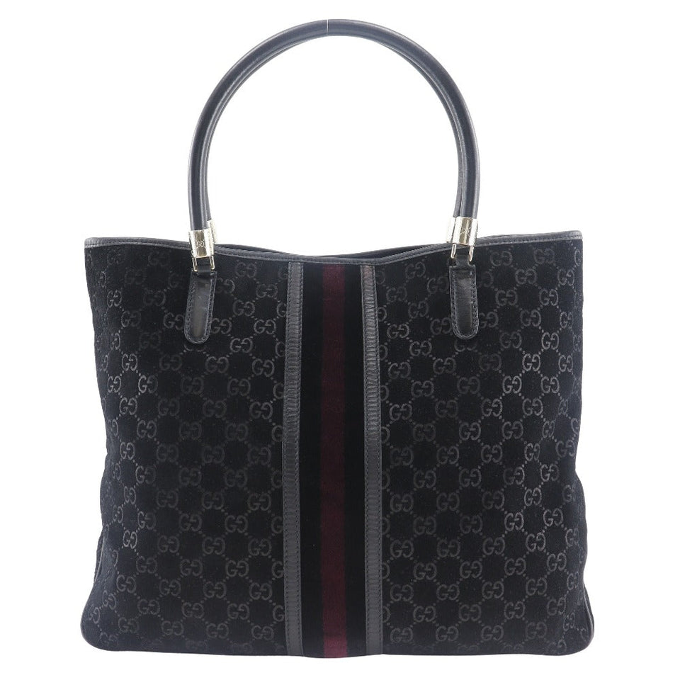 Gucci Tote Bag 162160 Suede black GG Shelly line