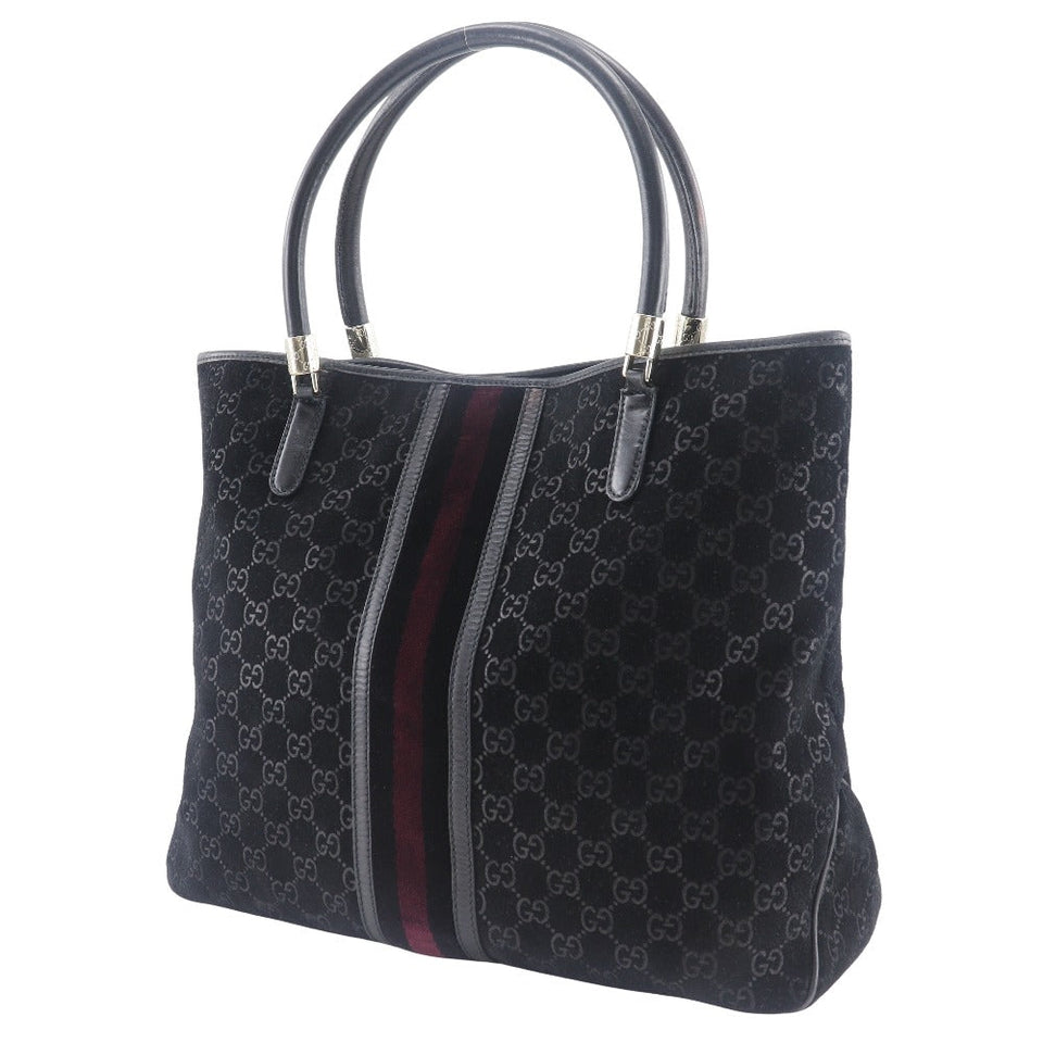 Gucci Tote Bag 162160 Suede black GG Shelly line