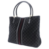 Gucci Tote Bag 162160 Suede black GG Shelly line