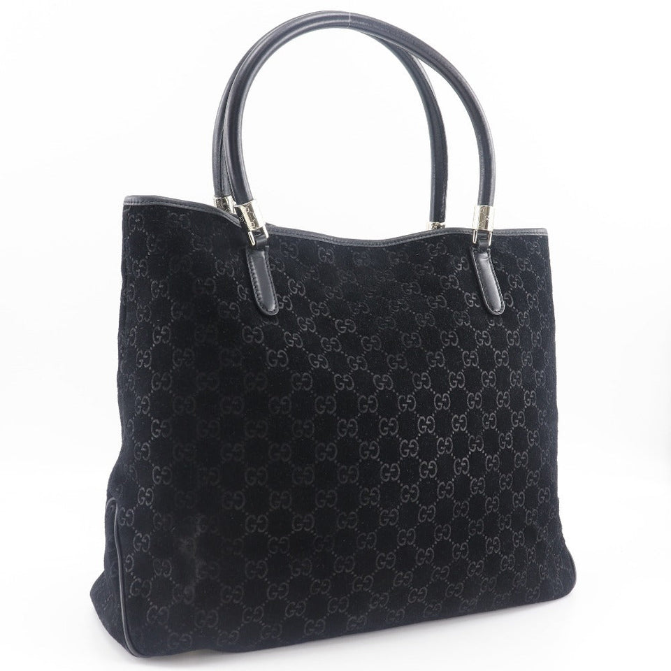 Gucci Tote Bag 162160 Suede black GG Shelly line