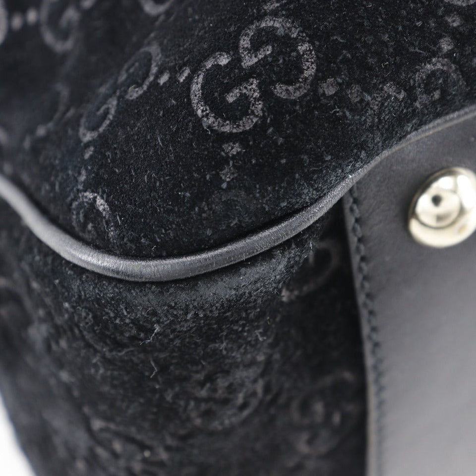 Gucci Tote Bag 162160 Suede black GG Shelly line