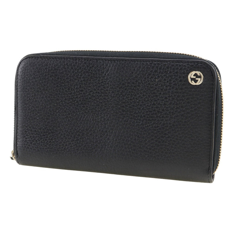 Gucci Long Wallet Purse 509644 leather black Interlocking unisex(Unisex)