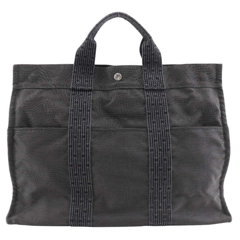 Hermes Tote Bag Nylon canvas gray Her LineMM mens(Unisex)