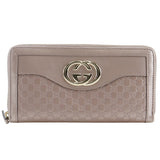 Gucci Long Wallet Purse 308012 Sima leather pink Zip Around Interlocking G