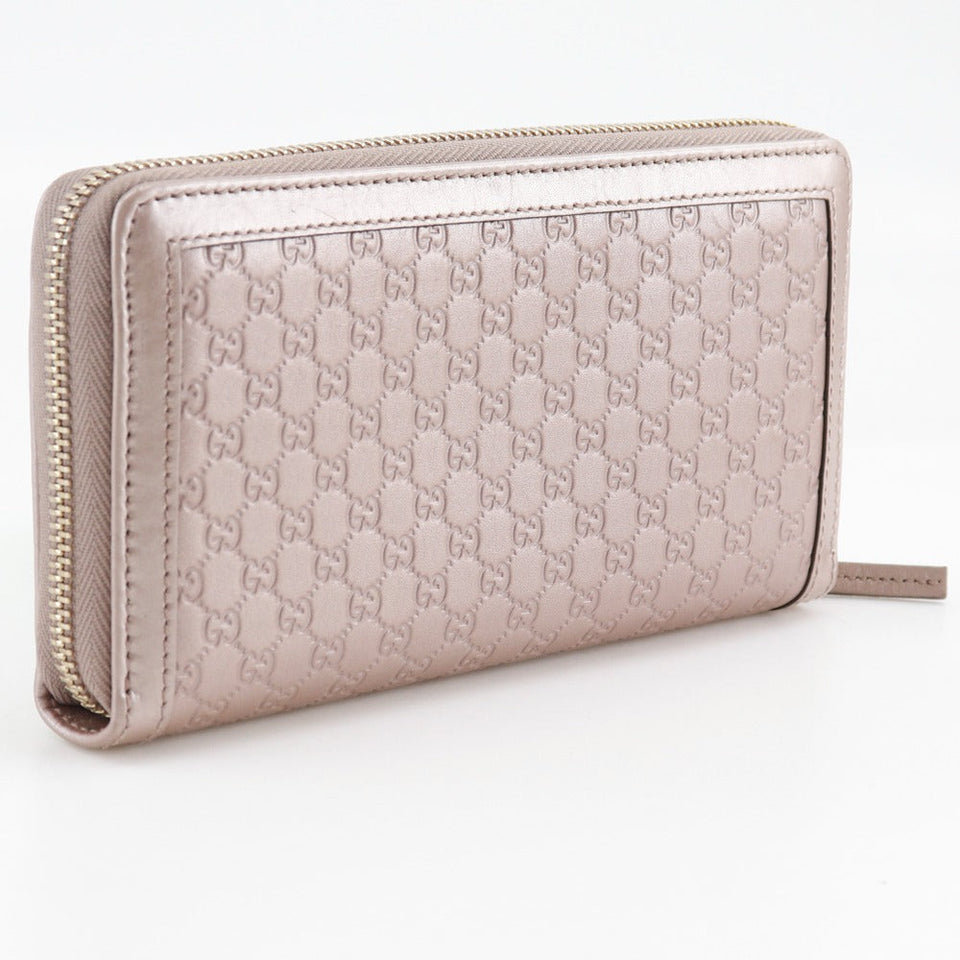 Gucci Long Wallet Purse 308012 Sima leather pink Zip Around Interlocking G