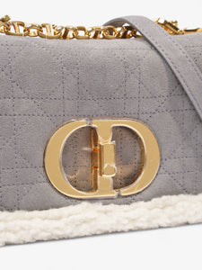 Christian Dior Small Caro Grey / Cream Shearling