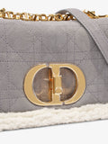 Christian Dior Small Caro Grey / Cream Shearling