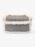 Christian Dior Small Caro Grey / Cream Shearling