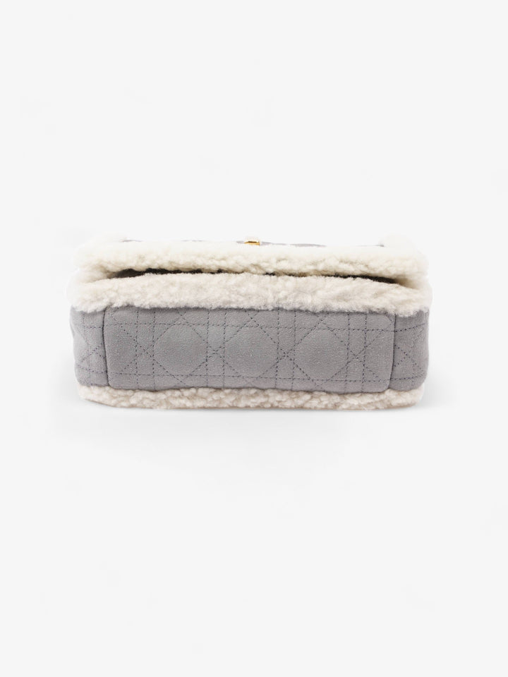 Christian Dior Small Caro Grey / Cream Shearling
