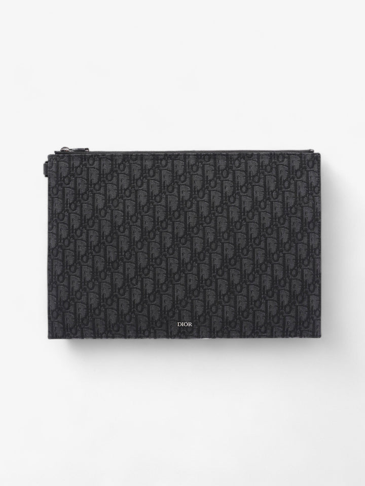Christian Dior A4 Pouch Black Oblique Canvas