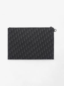 Christian Dior A4 Pouch Black Oblique Canvas