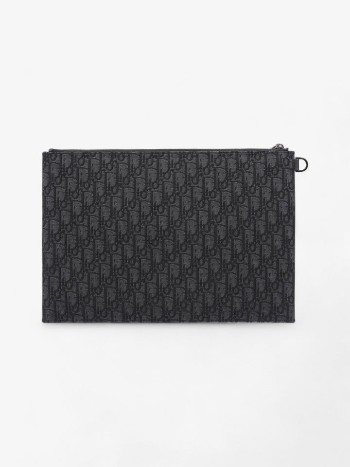 Christian Dior A4 Pouch Black Oblique Canvas