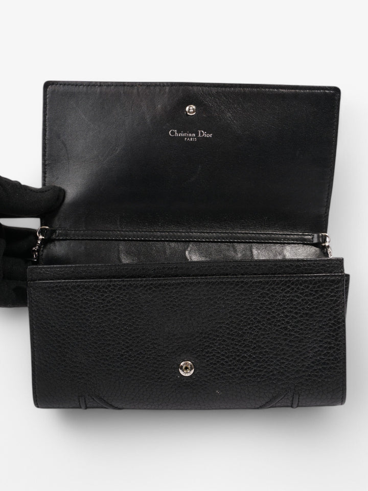 Christian Dior Diorama Wallet On Chain Black Calfskin Leather