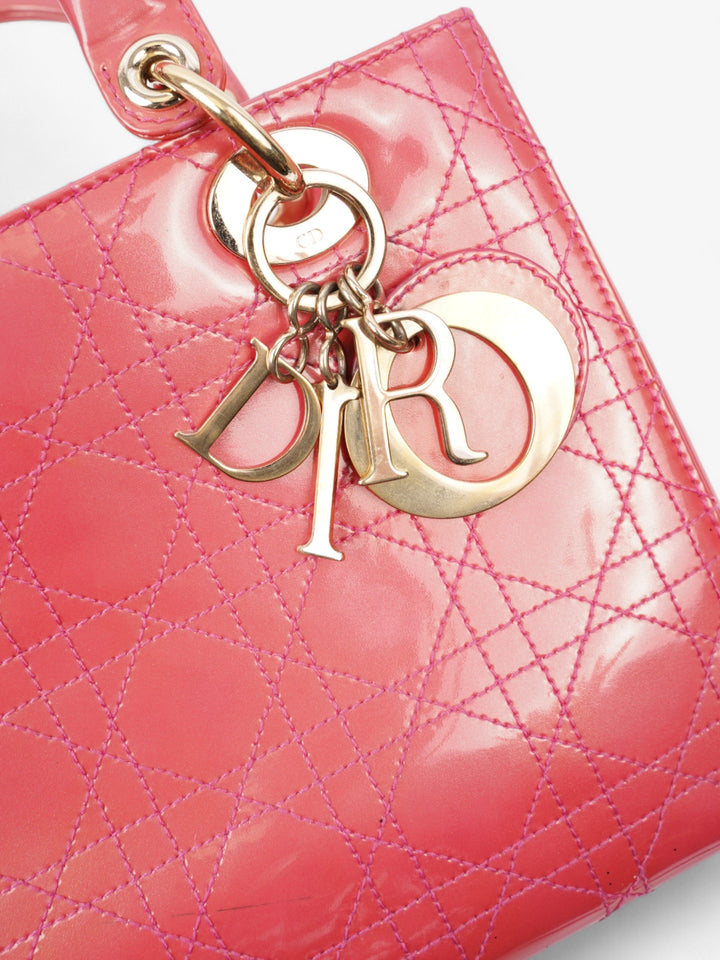 Christian Dior Lady Dior Pink Patent Leather Medium