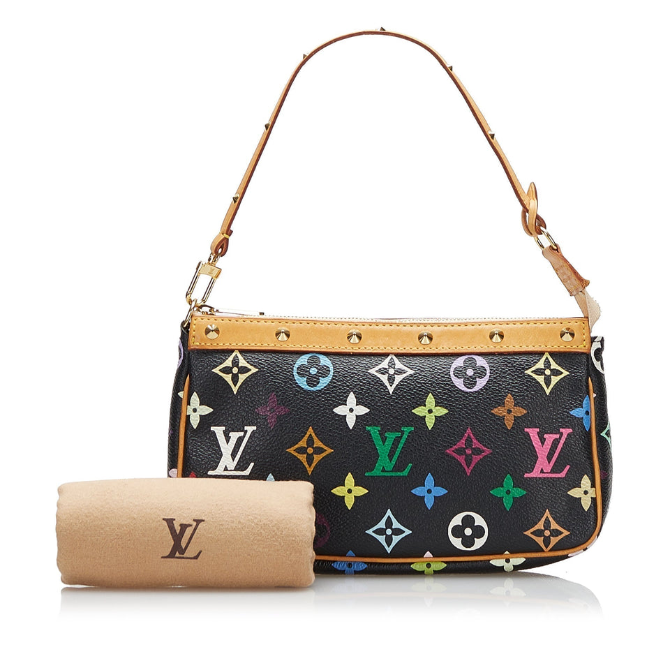 Louis Vuitton Pochette Accessoires Black Multicolor Monogram Clutch