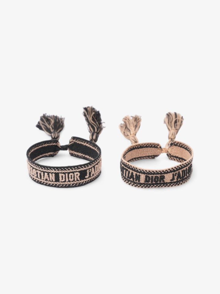 Christian Dior J'ADior Friendship Bracelet Set Black / Beige Cotton
