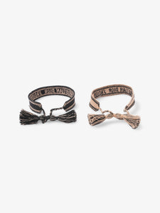 Christian Dior J'ADior Friendship Bracelet Set Black / Beige Cotton