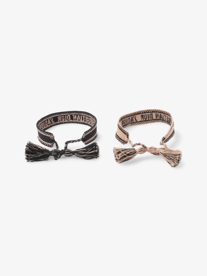 Christian Dior J'ADior Friendship Bracelet Set Black / Beige Cotton