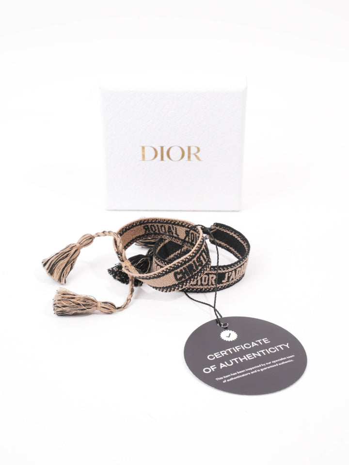Christian Dior J'ADior Friendship Bracelet Set Black / Beige Cotton