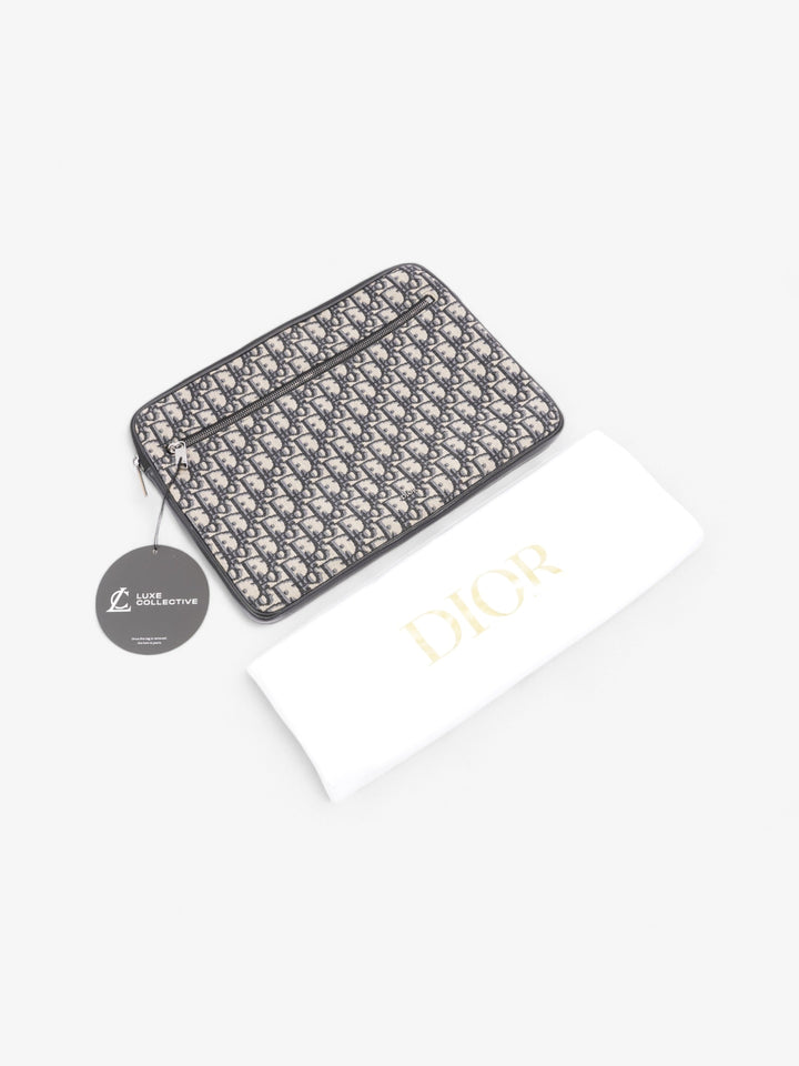 Christian Dior Laptop Case Black Oblique Cotton