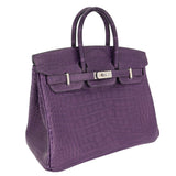 Hermes25cm Birkin Amethyst Matte Alligator Palladium Hardware