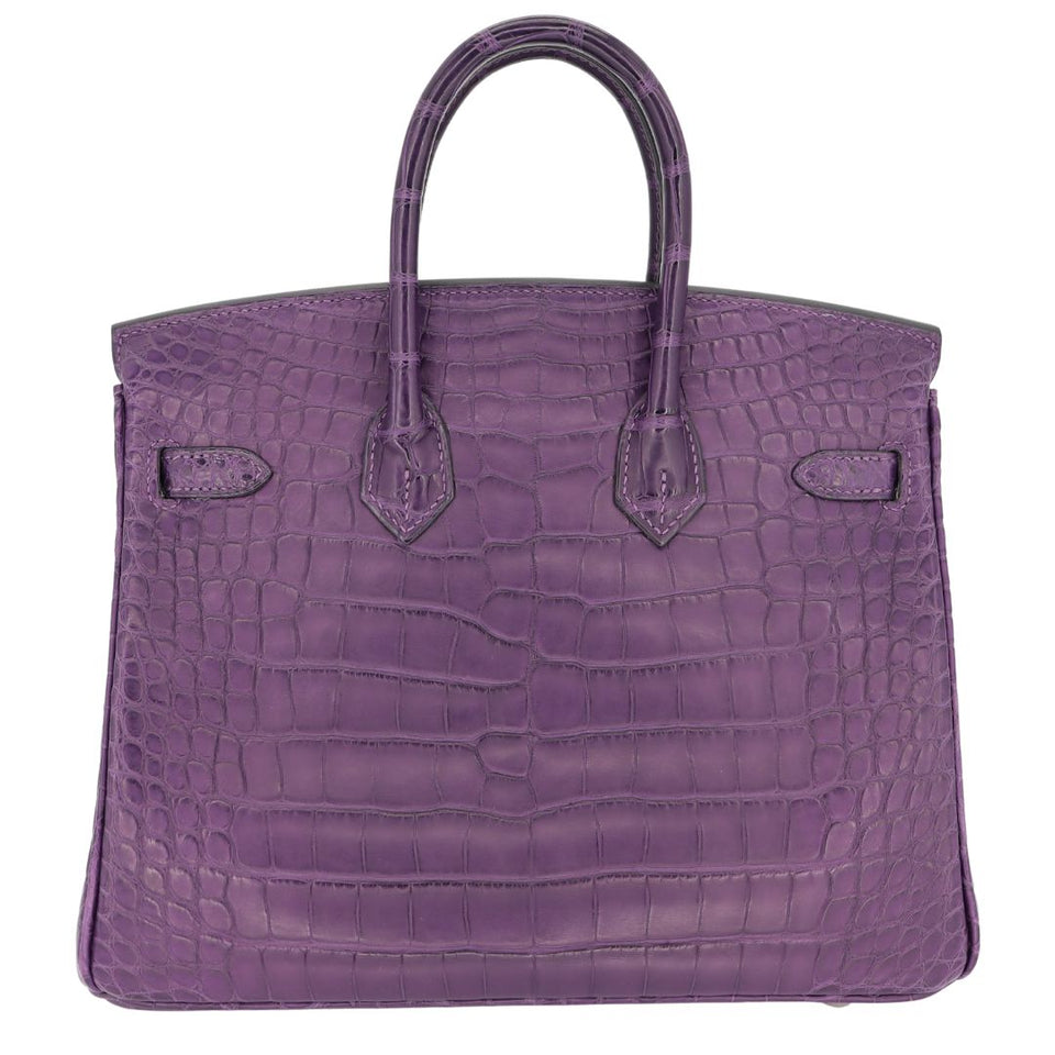 Hermes25cm Birkin Amethyst Matte Alligator Palladium Hardware
