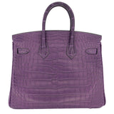 Hermes25cm Birkin Amethyst Matte Alligator Palladium Hardware