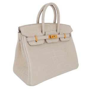 Hermes25cm Birkin Beton Matte Alligator Gold Hardware