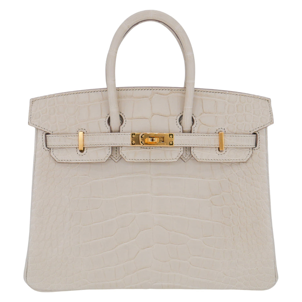 Hermes25cm Birkin Beton Matte Alligator Gold Hardware