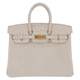 Hermes25cm Birkin Beton Matte Alligator Gold Hardware