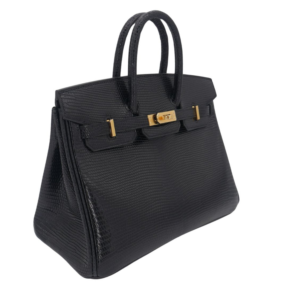 Hermes25cm Birkin Black Lizard Gold Hardware