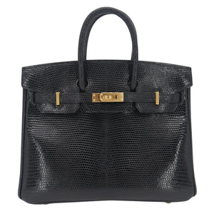 Hermes25cm Birkin Black Lizard Gold Hardware