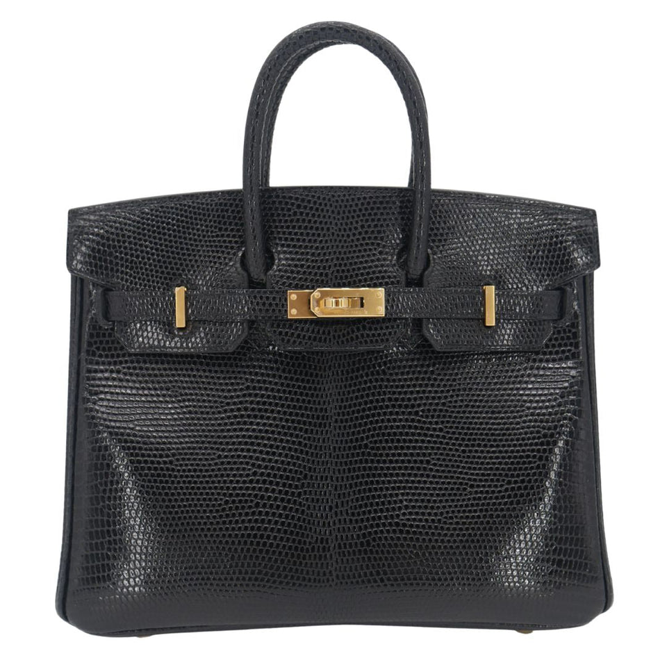 Hermes25cm Birkin Black Lizard Gold Hardware