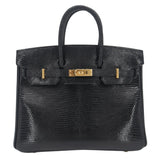 Hermes25cm Birkin Black Lizard Gold Hardware