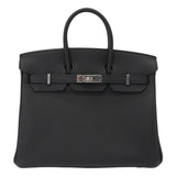 Hermes25cm Birkin Black Togo Leather Palladium Hardware