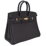 Hermes25cm Birkin Black Togo Leather Rose Gold Hardware