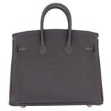 Hermes25cm Birkin Black Togo Leather Rose Gold Hardware