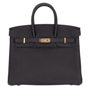 Hermes25cm Birkin Black Togo Leather Rose Gold Hardware