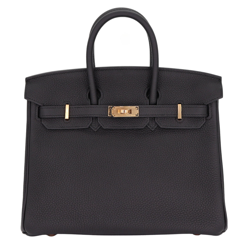 Hermes25cm Birkin Black Togo Leather Rose Gold Hardware