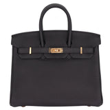 Hermes25cm Birkin Black Togo Leather Rose Gold Hardware