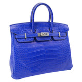 Hermes25cm Birkin Bleu Electrique Matte Alligator Palladium Hardware